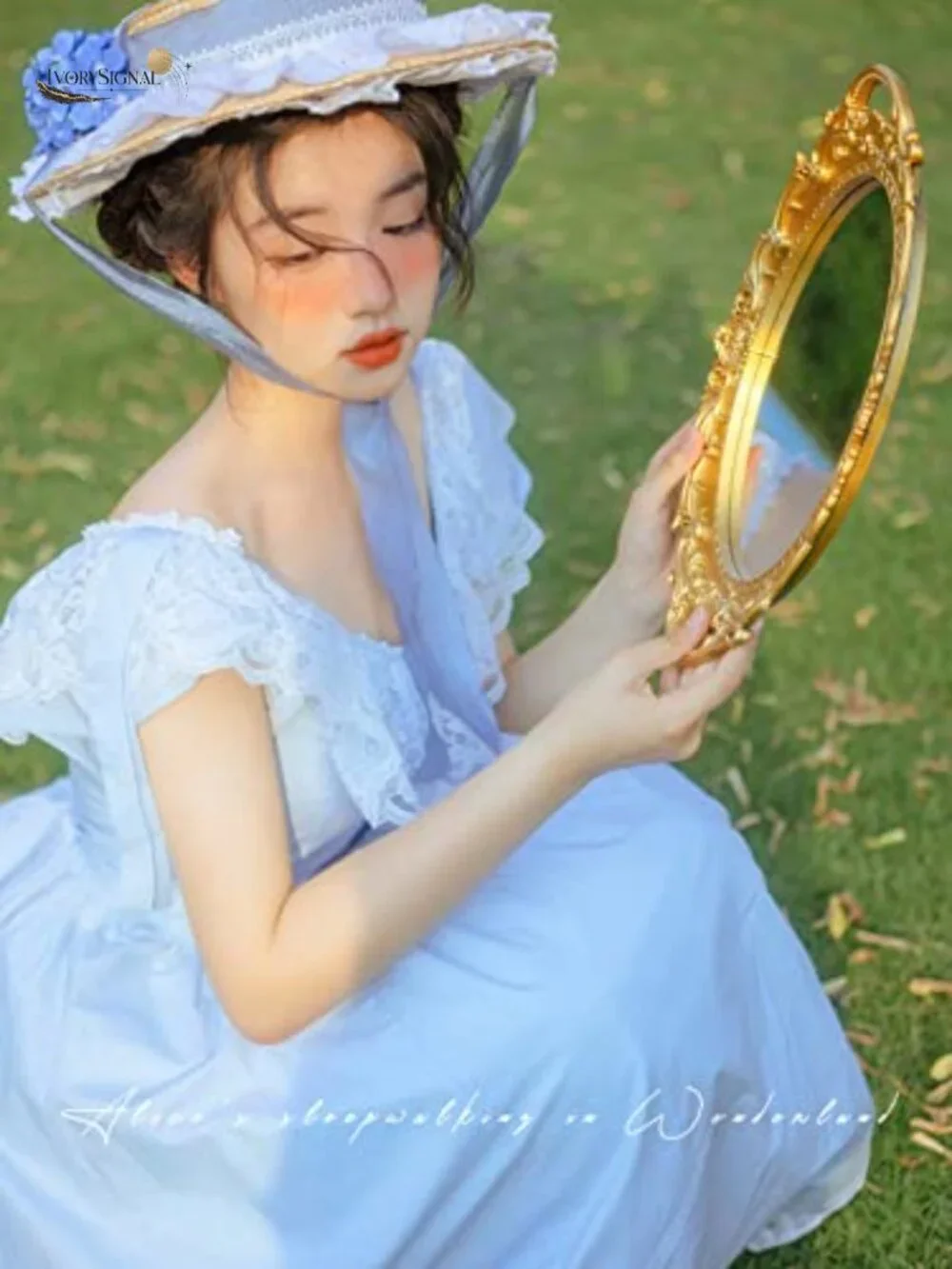 Victorian Tea Party Straw Sun Hat with Lace Flowers